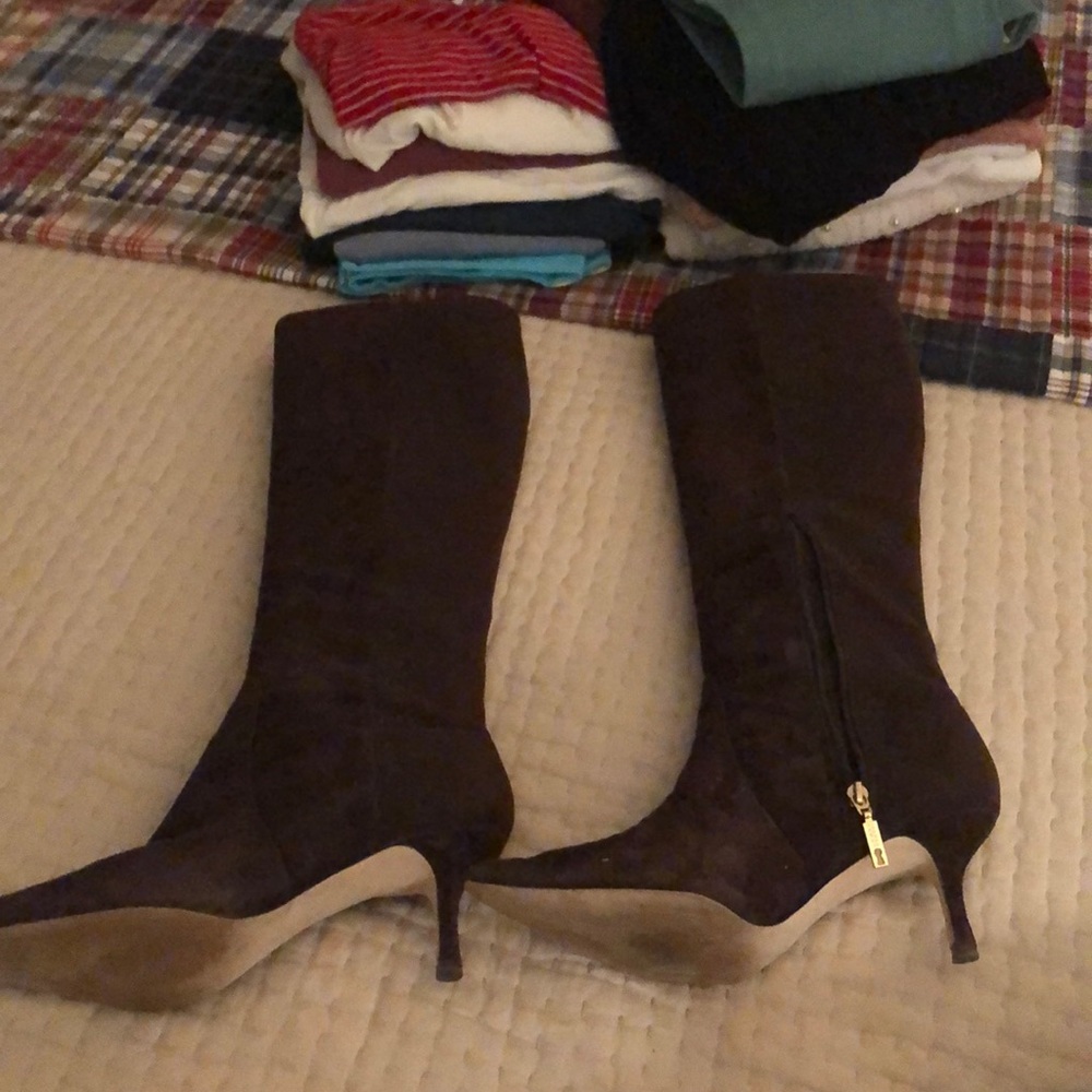 ivanka trump suede brown heel boots size 10
